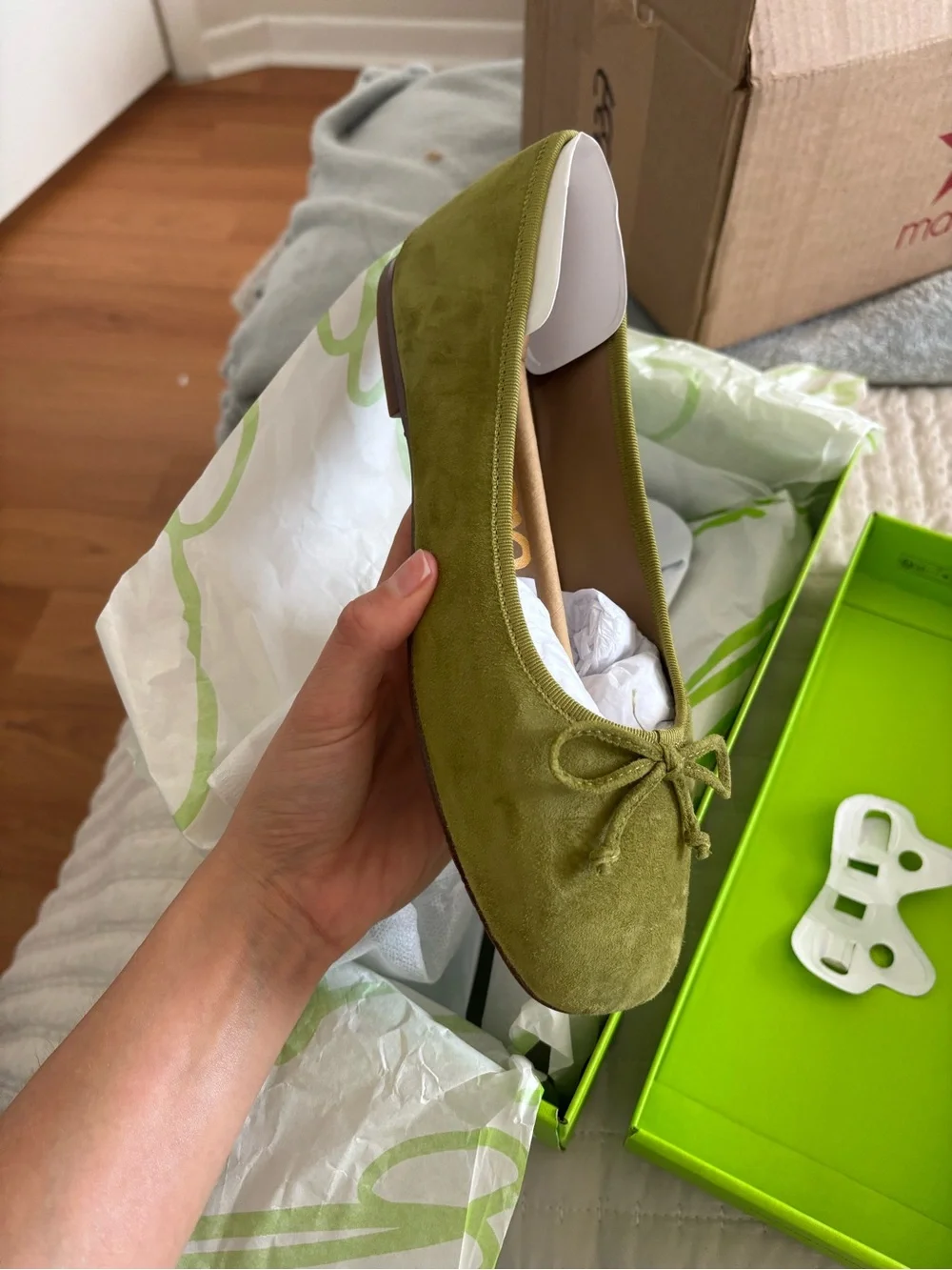 Sam Edelman Olive Suede Ballet Flat with Bow